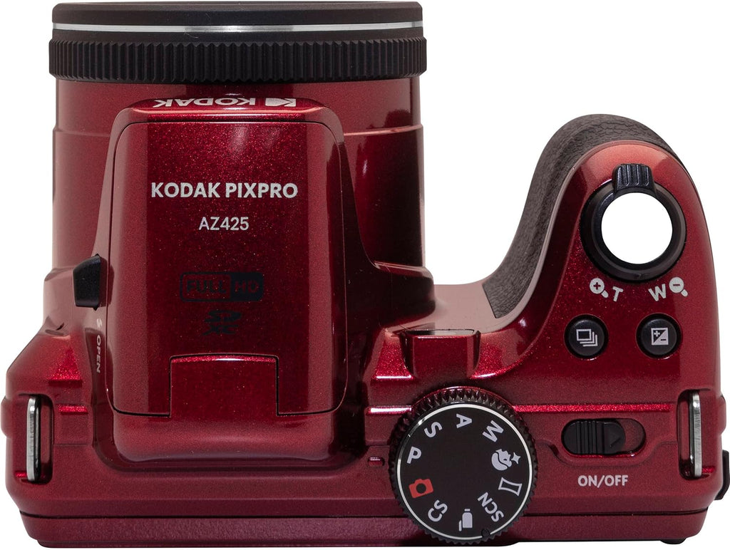 Kodak PIXPRO AZ425 Digital Camera + 64GB Memory Card + Camera Case (Black) + USB Card Reader + Table Tripod + Accessories (Red)