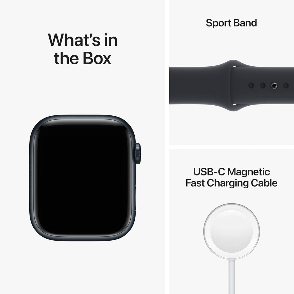 Apple Watch Series 8 GPS, 45mm - Midnight Aluminum Case with Midnight Sport Band, M/L (Renewed)