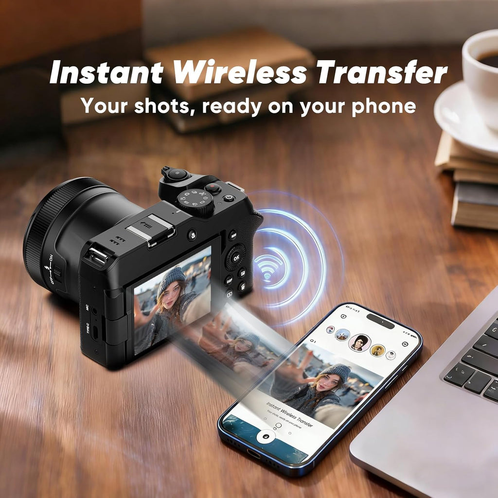 ORDRO 5K Digital Cameras for Photography -Auto Focus 80MP Video Cameras for YouTube, 18X Zoom Travel Camera with 180° Flip Screen, 2 Batteries, Lens Hood & 32GB Card