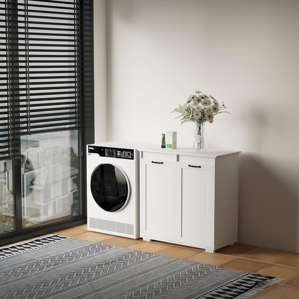 Tidyard Laundry Cabinet, with 2 Removable Liner Bags Cabinet Side Storage Organizer, Entryway Storage Unit Console Table, Bathroom Furniture Home Decor YFXW331P206345