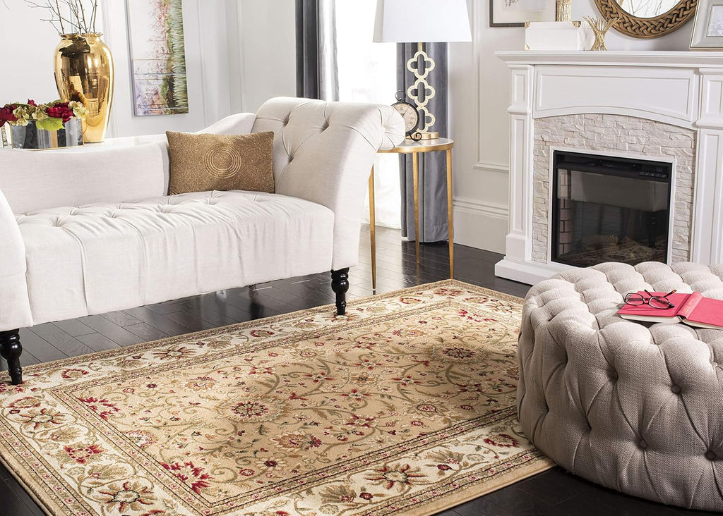 SAFAVIEH Lyndhurst Collection Area Rug - 8' x 10', Beige & Ivory, Traditional Oriental Design, Non-Shedding & Easy Care, Ideal for High Traffic Areas in Living Room, Bedroom (LNH212D)