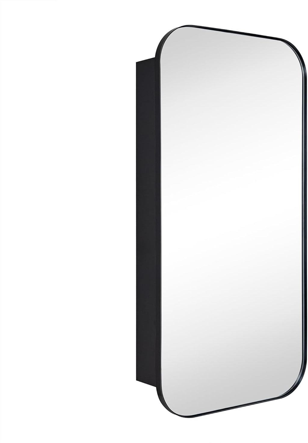 TEHOME Black Rectangle Long Bathroom Medicine Cabinet with Mirror Matt Black Recessed and Surface Mount Stainless Steel Metal Framed Rounded Rectangular Bathroom Cabinet with Mirror 20x40''