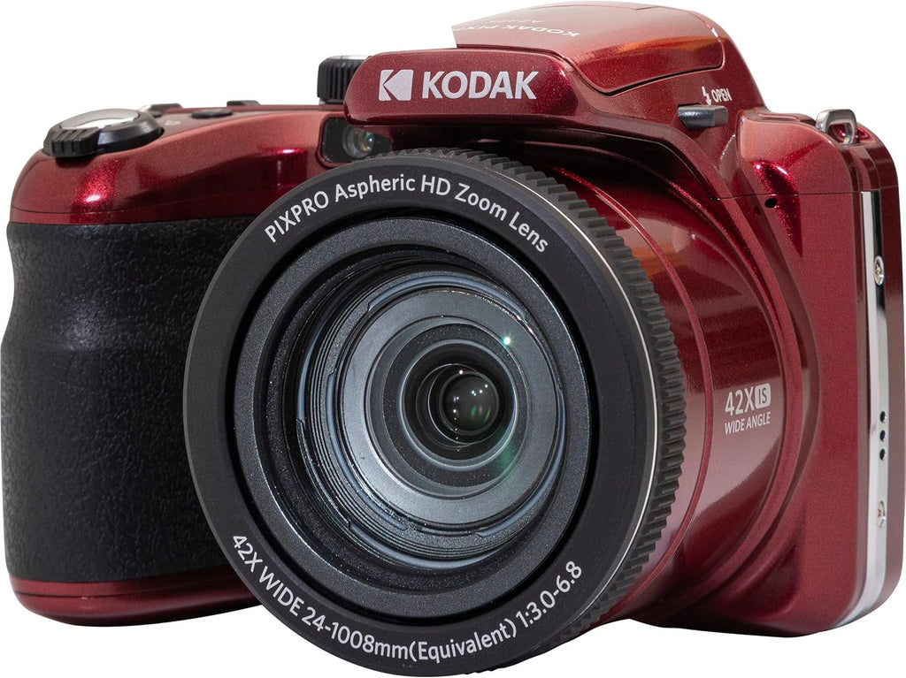 Kodak PIXPRO AZ425 Digital Camera + 64GB Memory Card + Camera Case (Black) + USB Card Reader + Table Tripod + Accessories (Red)
