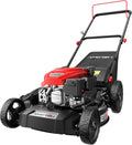 AMERISUN 21-Inch 3IN1 Push Gas Lawn Mower with Mulching, Bagging & Side Discharge, 144cc 4-Stroke OHV Engine, Adjustable 6-Height Cutting, 1.4 Bushel Grass Catcher, Residential Yard & Garden Use
