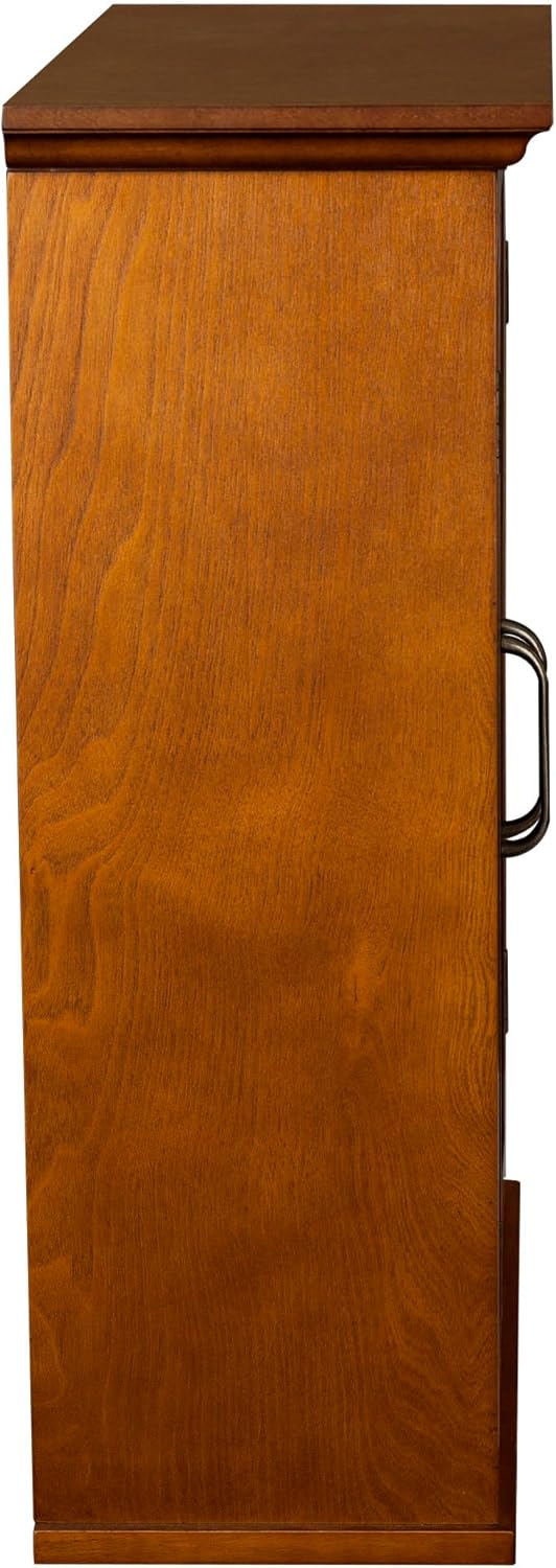 Teamson Home Avery Wooden Over The Toilet Bathroom Removable Wall Medicine Cabinet with 2 Adjustable Shelves 3 Storage Spaces 2 Glass-Paneled Doors and Antique Brass Knobs, Oiled Oak