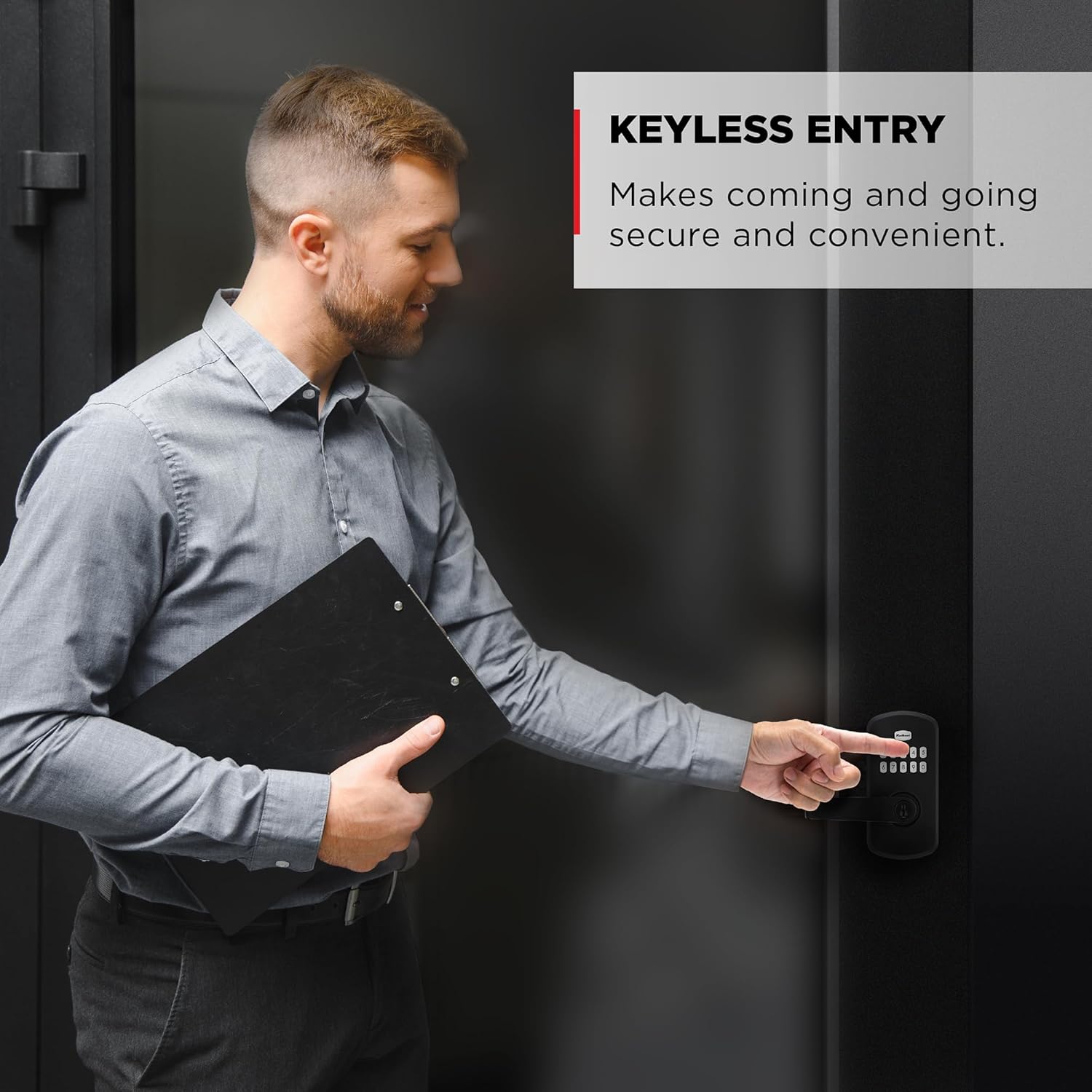 Kwikset SmartCode 955 Light Commercial 10-Button Keypad Matte Black Electronic Kingston Lever, Featuring Convenient Keyless Entry, 3-Year Battery Life and High Traffic Durability
