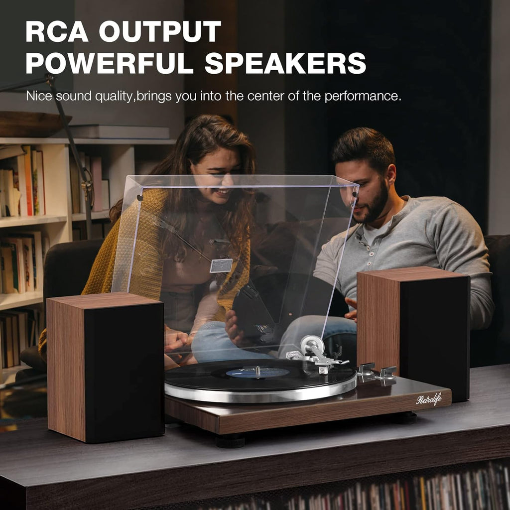 Turntables Belt-Drive Record Player with Wireless Output Connectivity, Vinyl Player Support 33&45 RPM Speed Phono Line USB Digital to PC Recording with Advanced Magnetic Cartridge&Counterweight