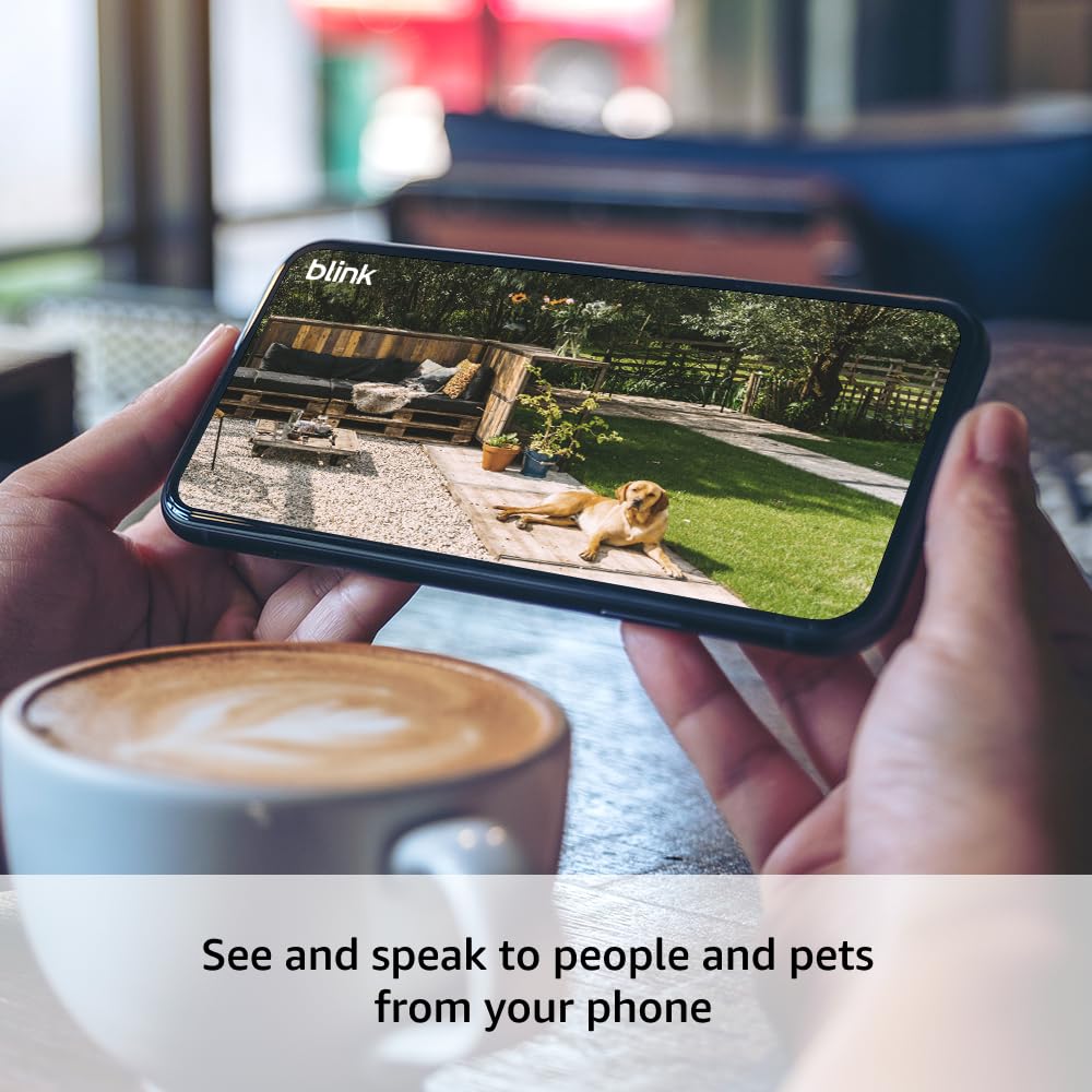Blink Outdoor 4 – Wireless smart security camera, two-year battery life, 1080p HD day and infrared night live view, two-way talk. Sync Module Core included – 3 camera system