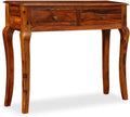 Solid Sheesham Wood Console Table 35.4 inch Entryway Sofa Table with 2 Drawers, Handcrafted Rosewood Hallway Accent Furniture for Living Room Decor