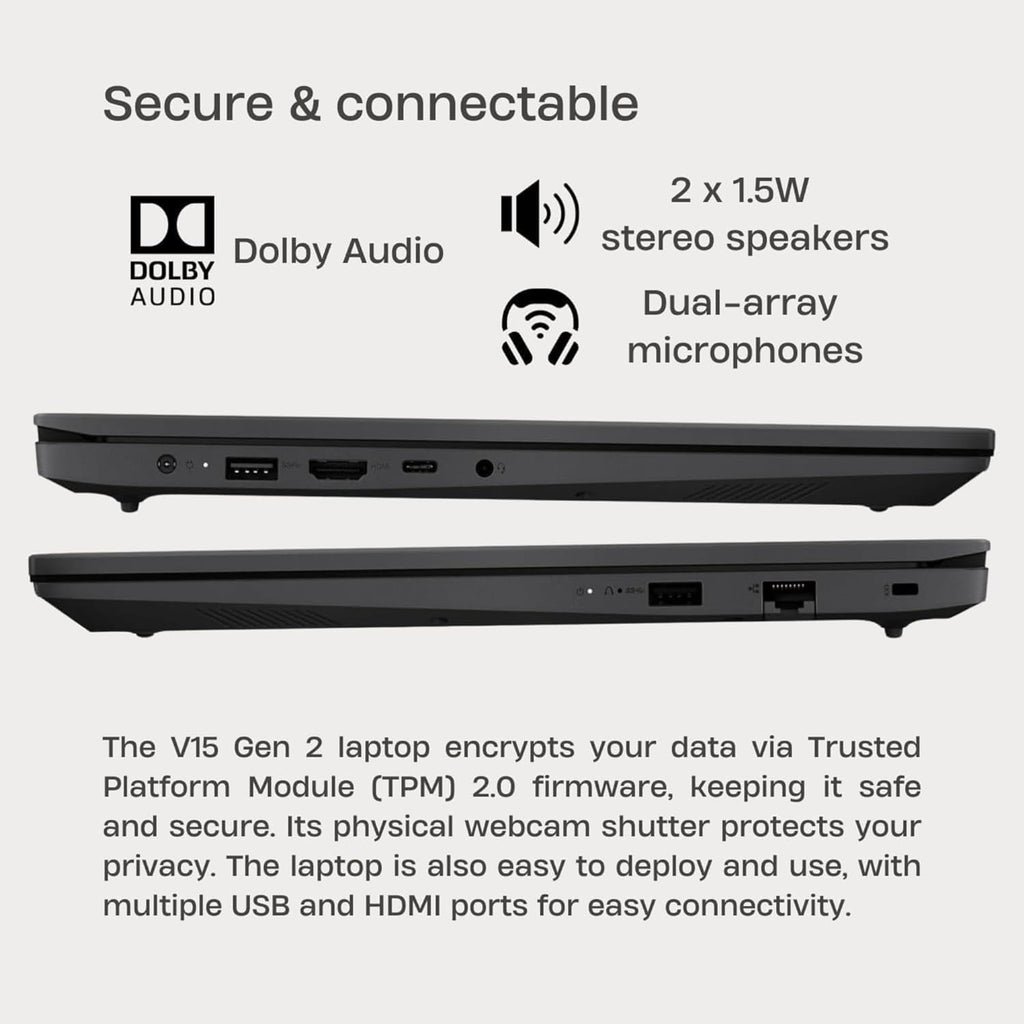 Lenovo 2026 15.6 inch Laptop Computer with Office 365 Home and Business • 8GB RAM • 256GB PCIe SSD • Intel Core • Wi-Fi 6 • 500GB HDD Storage • 11HR Battery • Fast Charging • Windows 11 • Black