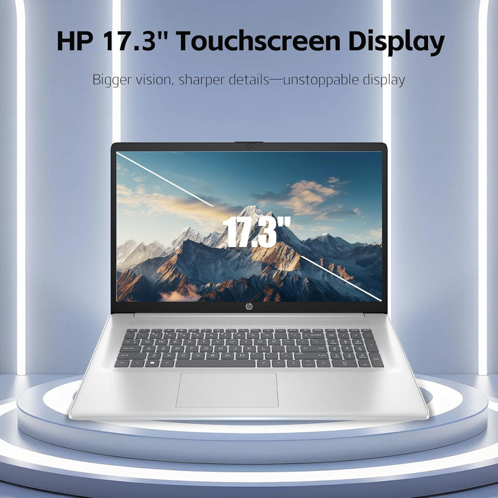 HP 17 Laptop, 17.3'' Touchscreen Display, Intel Quad-Core N200 Processor, 32GB RAM, 1TB SSD+128GB SSD, Webcam, Number Keypad, Windows 11 Home, Fatcayes Accessory, Warm Gold (Renewed)