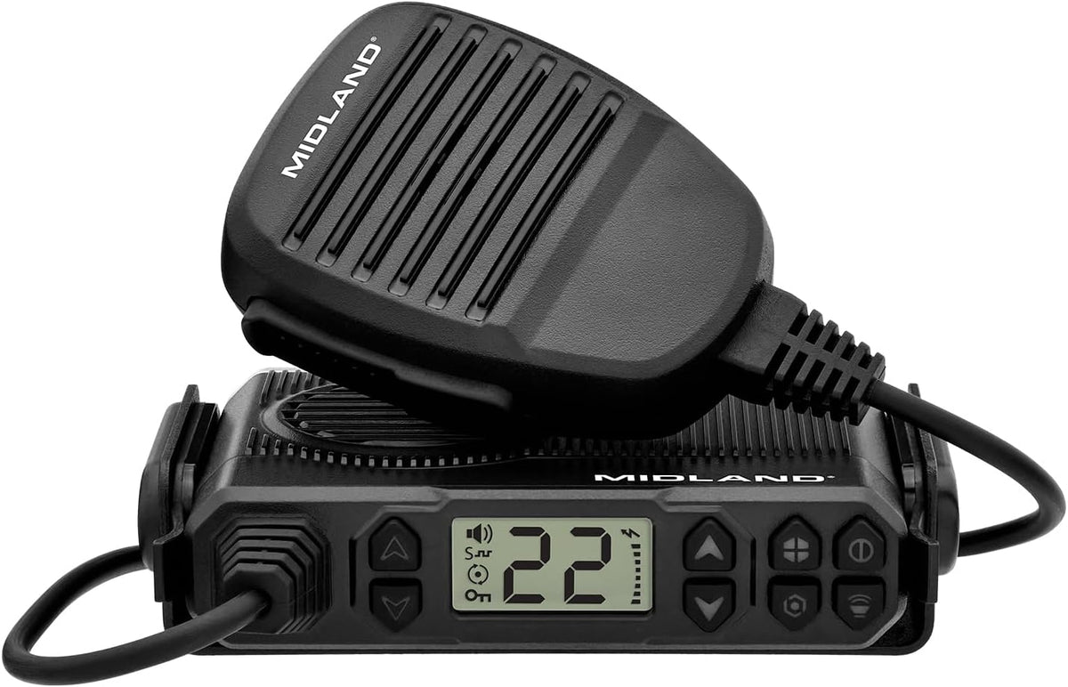 Midland – MXT105 - 5 Watt GMRS MicroMobile Two Way Radio - Off Roading Outdoor RZR Farm Trails Radio - External Magnetic Mount Antenna - NOAA Weather Alerts