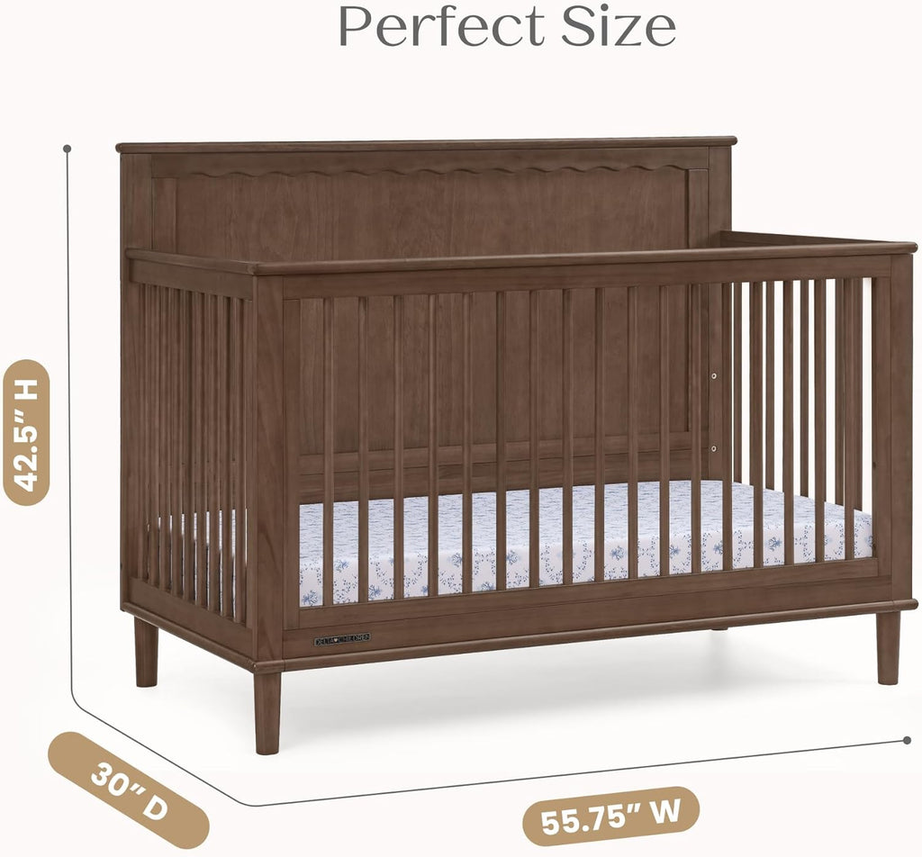 Delta Children Penelope 6-in-1 Convertible Crib - Greenguard Gold Certified, Teak Brown