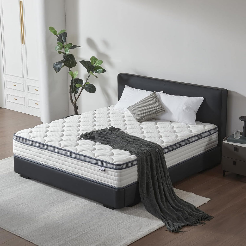 12 Inch Queen Mattress in a Box, Medium Firm Hybrid Mattress with Pocket Springs and Comfort Foam- Edge Support, Motion Isolation & Pressure Relief