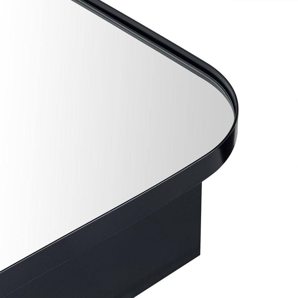 TEHOME Black Rectangle Long Bathroom Medicine Cabinet with Mirror Matt Black Recessed and Surface Mount Stainless Steel Metal Framed Rounded Rectangular Bathroom Cabinet with Mirror 20x40''