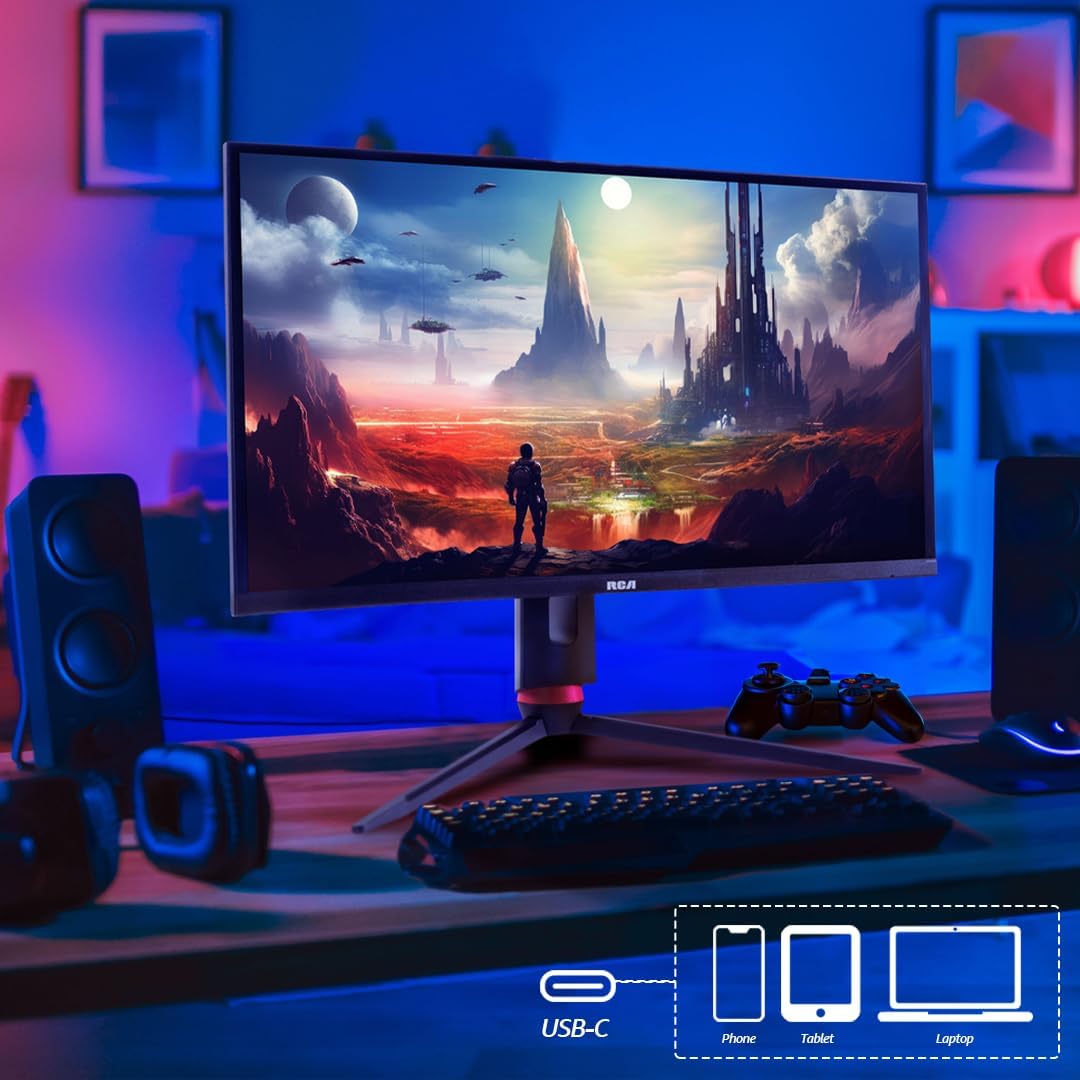 RCA 27" Evolution Premium QHD Gaming Monitor | 240Hz, 2560 x 1440p Computer Monitor with Adaptive Refresh Technology & 1ms Response, HDR10, RGB Backlighting & Adjustable Stand | M27PG135F