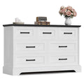 Furmax Farmhouse Dresser for Bedroom, 7 Drawers Dresser, Wood Chest of Drawers, 47.5" Wide Storage Dressers Organizer for Bedroom, Living Room, White and Black