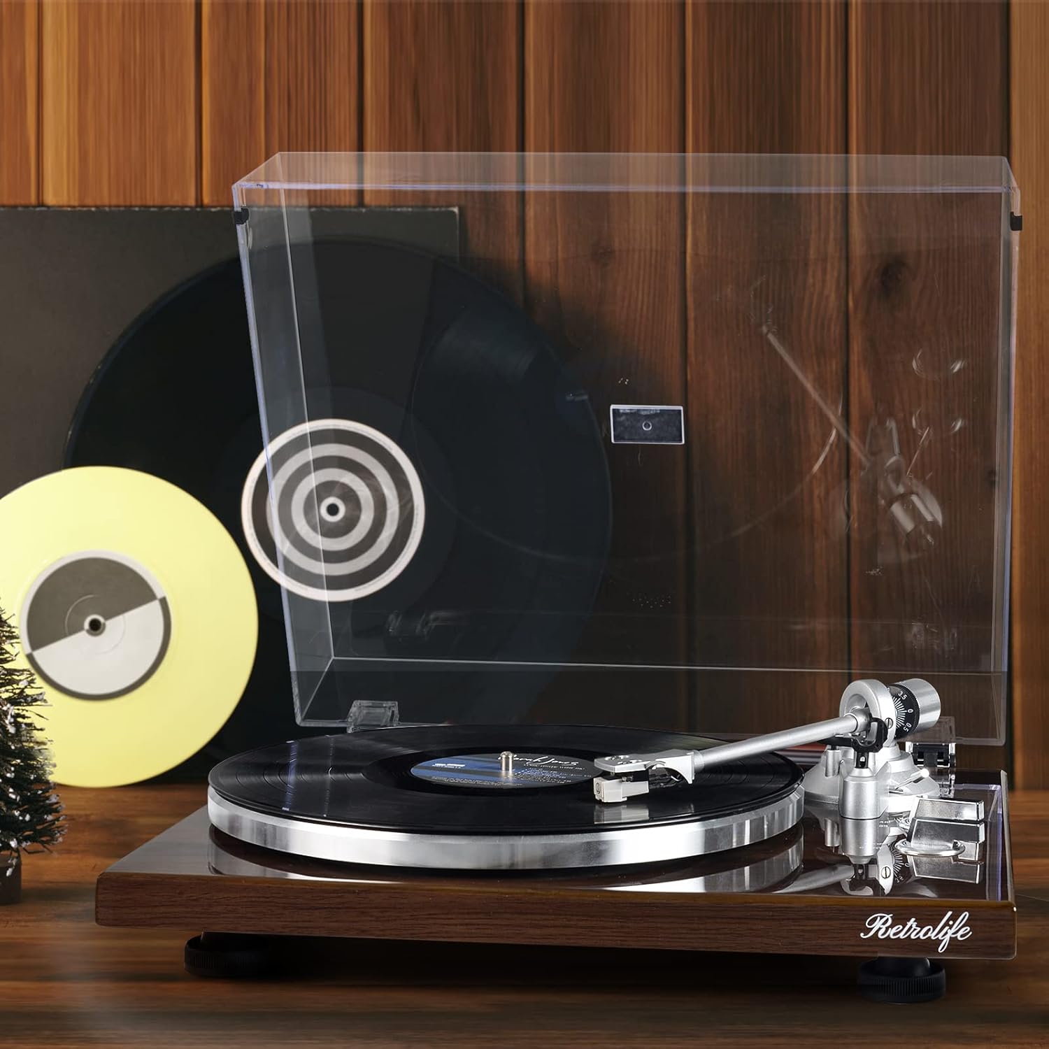 Turntables Belt-Drive Record Player with Wireless Output Connectivity, Vinyl Player Support 33&45 RPM Speed Phono Line USB Digital to PC Recording with Advanced Magnetic Cartridge&Counterweight