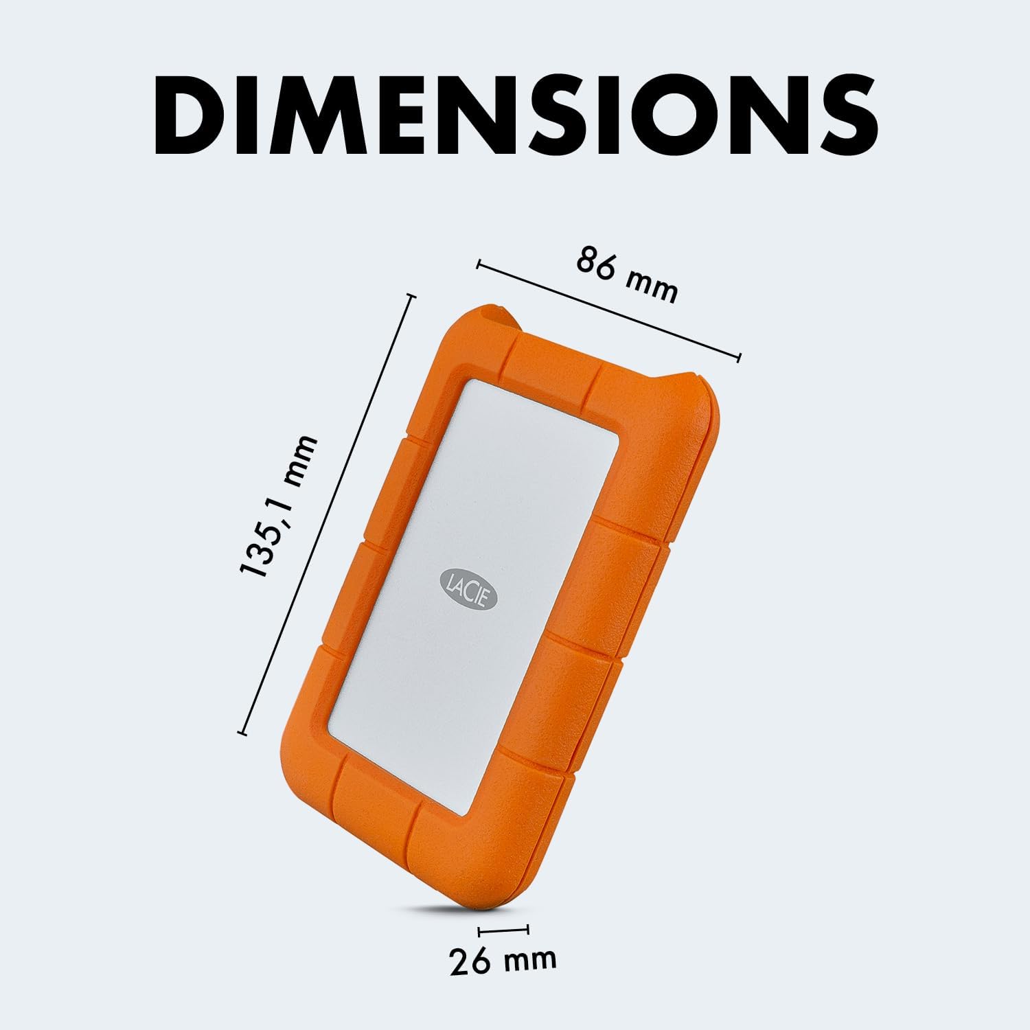 LaCie Rugged 5TB Portable External HDD - USB 3.0/2.0 Compatible, Shock/Dust/Rain Resistant for Mac & PC, Orange, Grey