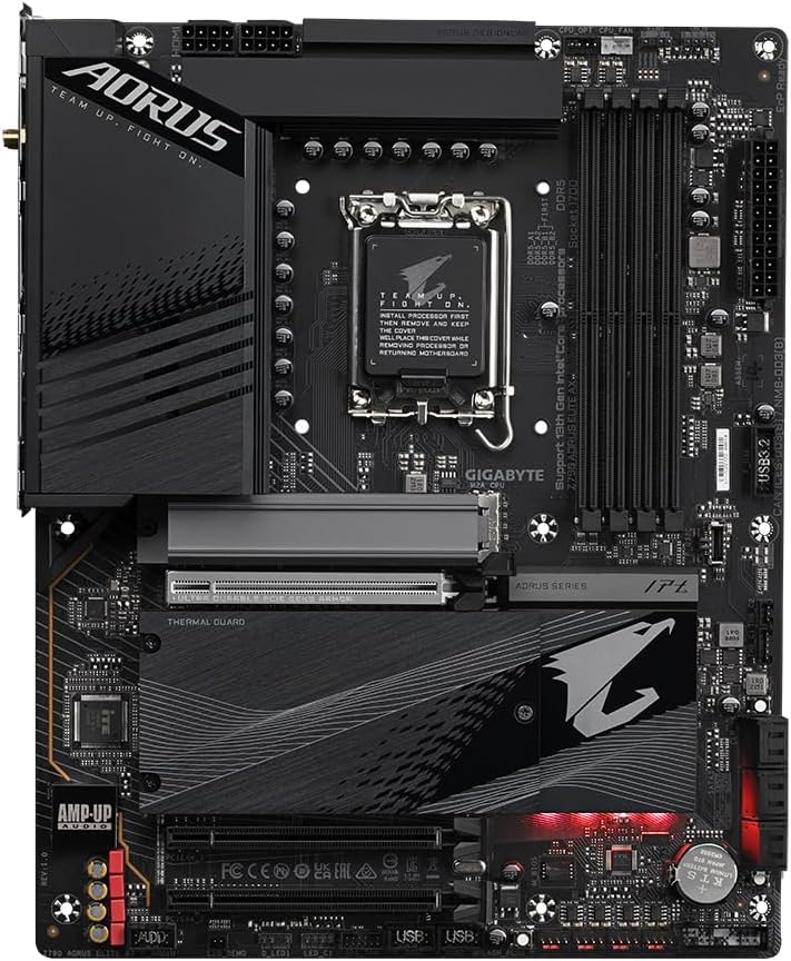 GIGABYTE Z790 AORUS Elite AX 1.0 Intel LGA 1700 ATX Motherboard, 4X DDR5~128GB, 3X PCI-E x16, 4X M.2, 6X SATA, 5X USB 3.2, 1x USB-C, 4X USB 2.0