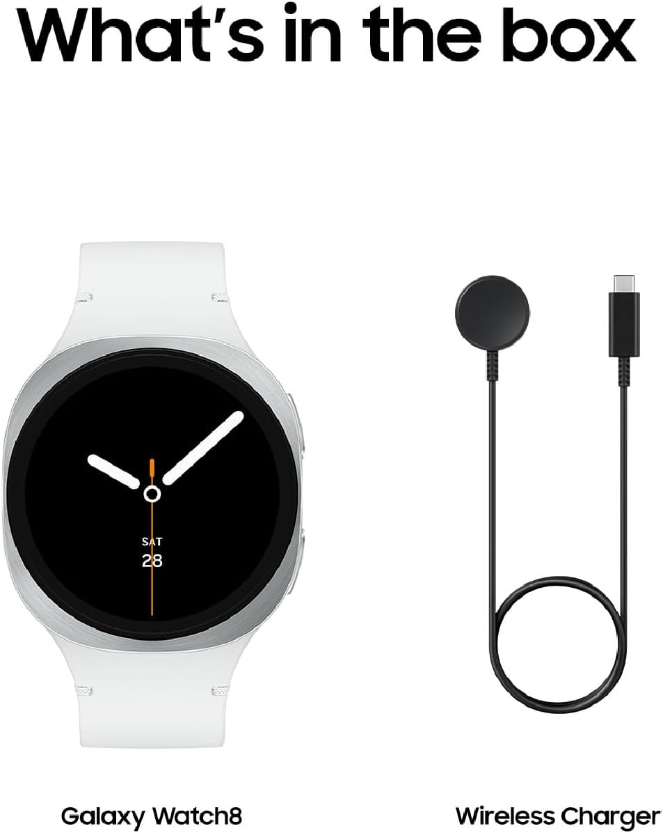 Samsung Galaxy Watch 8 (2025) 40mm Bluetooth Smartwatch, Cushion Design, GPS Fitness Tracker, Sleep Coaching, Running Coach, Energy Score, Heart Rate Tracking, Silver US Version, 2 Yr Warranty