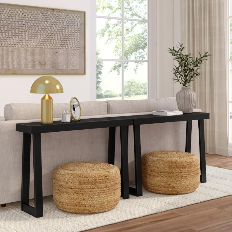 Plank+Beam Solid Wood Console Table, 46 Inch, Sofa Table, Narrow Entryway Table for Hallway, Behind The Couch, Living Room, Foyer, Easy Assembly, Black