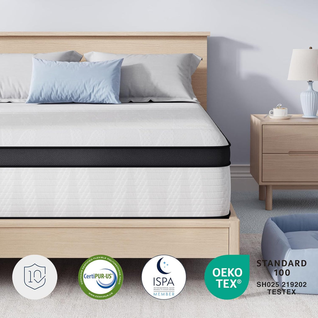 Avenco King Size Mattress, 12 Inch King Hybrid Mattress in a Box, Medium Firm Bed with Pocket Springs for Motion Isolation, Strong Edge Support, Breathable Comfort, CertiPUR-US Certified