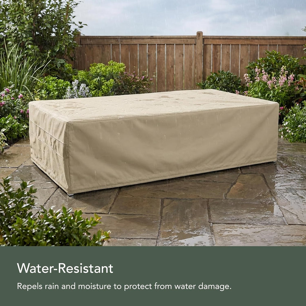 Covermates Elite Rectangular Fire Pit Cover – Water-Resistant Outdoor Protection with Durable 300D Polyester, Mesh Air Vents & Adjustable Buckle Straps, Rectangular 72W x 42D x 35H, Khaki