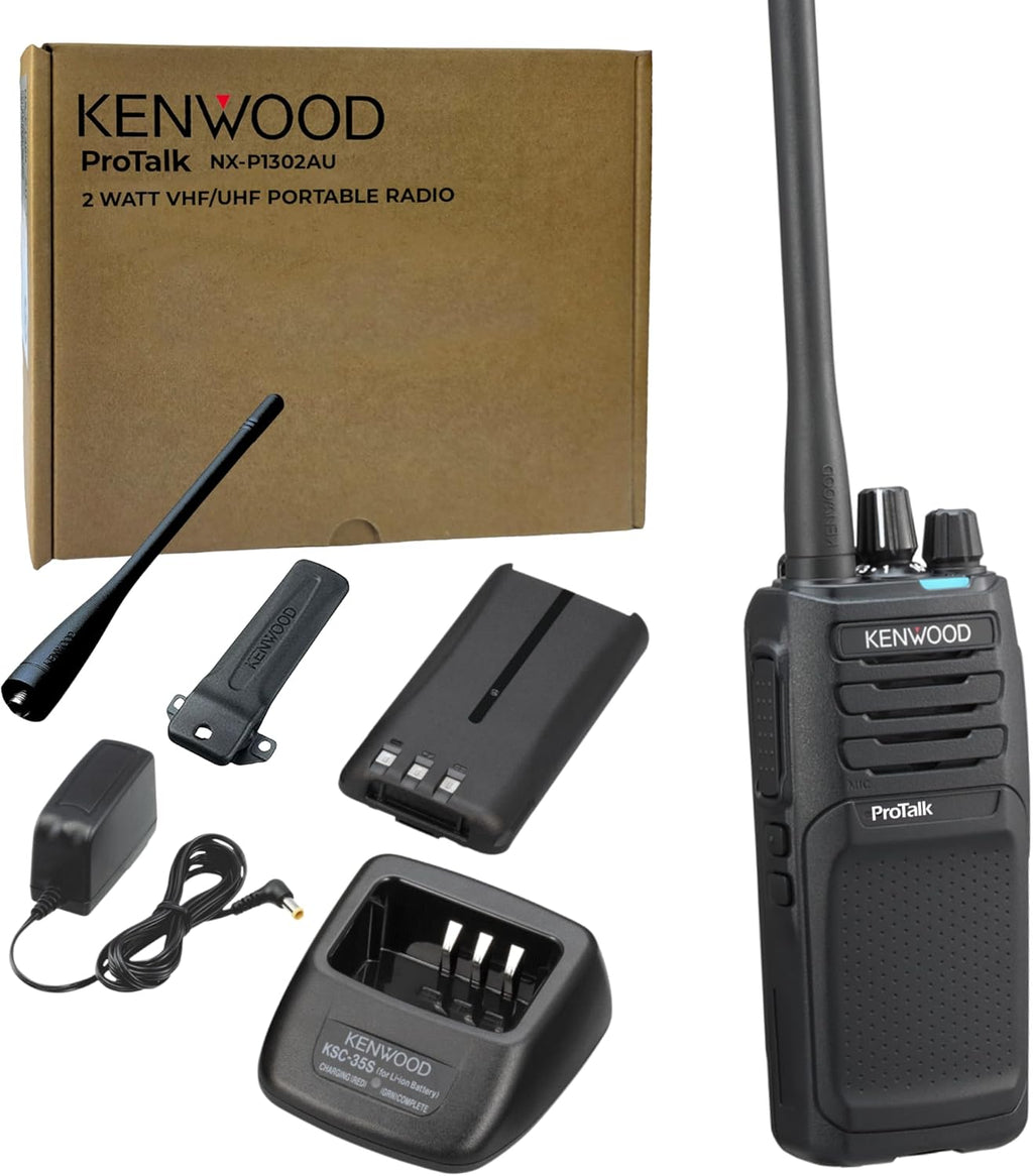 KEWOOD NX-P1302AUK ProTalk 2W Business Two-Way Radio – Simple Setup, 64 Channels, Upgradeable to Digital, Long-Lasting 19.5 Hour Battery, Loud 1,000 mW Speaker, MIL-STD 810 & IP54/55 Rating