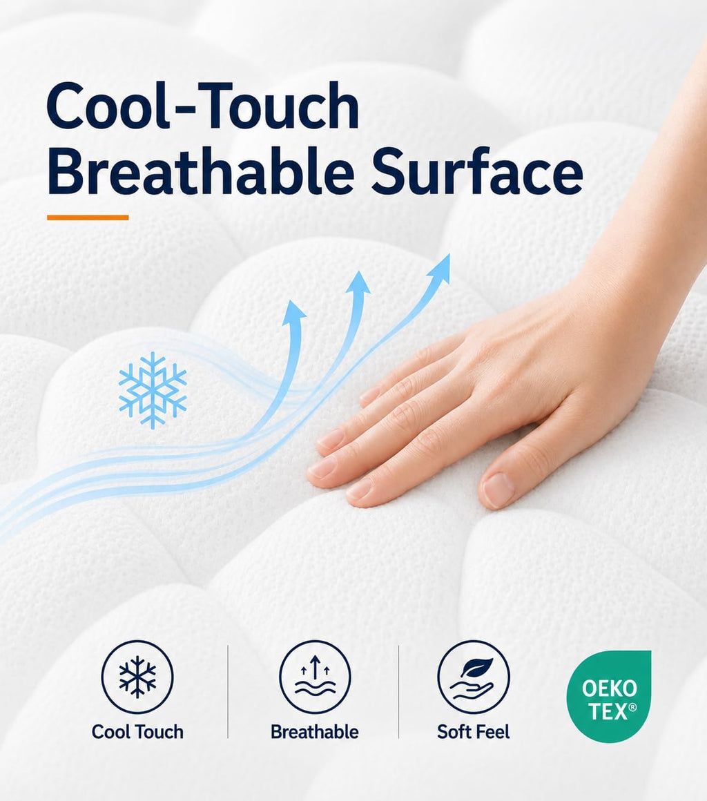 Queen Mattress, 14 Inch Medium Firm Hybrid Queen Mattress Cooling Gel Memory Foam Individually Wrapped Pocket Coils, Excellent Edge Support, Zone Support for Back Neck Pain Relief, Fiberglass-Free