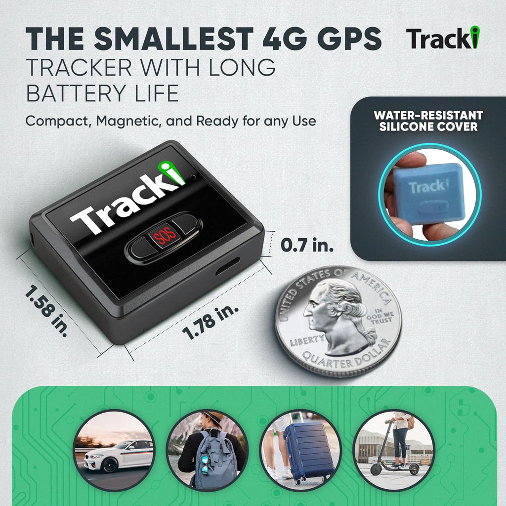 Tracki GPS Tracker for Vehicles – Real-Time 4G LTE Assets & Car Tracking Device with App, Magnetic Mount, Compact Design, Worldwide Coverage – iOS & Android (Tracker 1 Year Subscription Incl.)