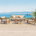 Stoog Patio Furniture Set, 6-Piece Modular Outdoor Sectional Sofa - Convertible Layout, Waterproof HIPS Frame & Quick-Dry Olefin Cushions, Teak