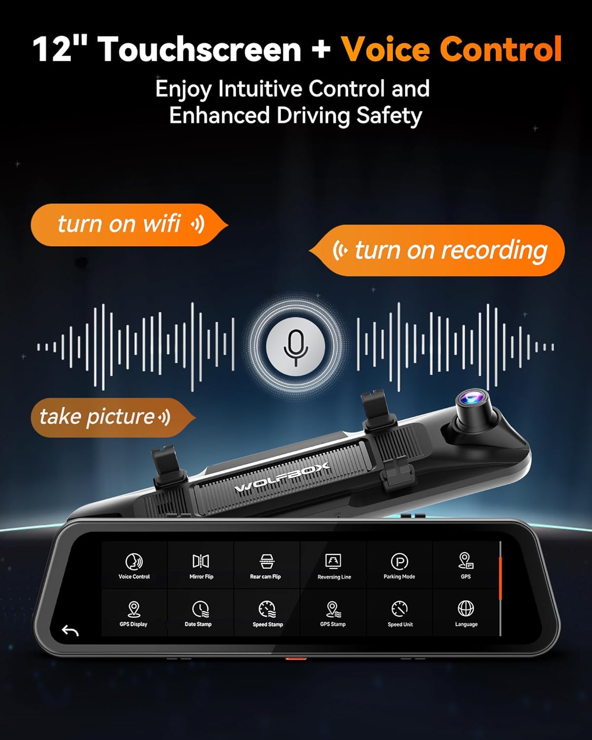 WOLFBOX G900 Tripro Bumper Version 3 Channel 4K Mirror Dash Cam, 8MP STARVIS 2 IMX678 Night Vision, 4K+2.5K+1080P Front and Rear Bumper Dash Cam, 5.8GHz WiFi, Voice Control, Includes 256GB Card & GPS