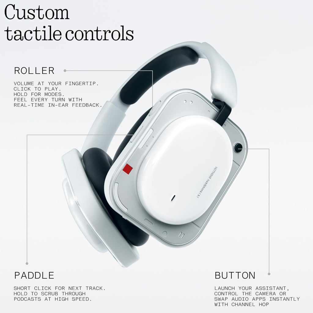 Nothing Headphone (a) 2026 New, Adaptive Active Noise Cancelling Headphones, Wireless Over Ear Bluetooth 5.4 ANC Headset with LDAC Hi-Res, 5 HD Mics Ultra Bass via APP, 135 Hours Playtime, White