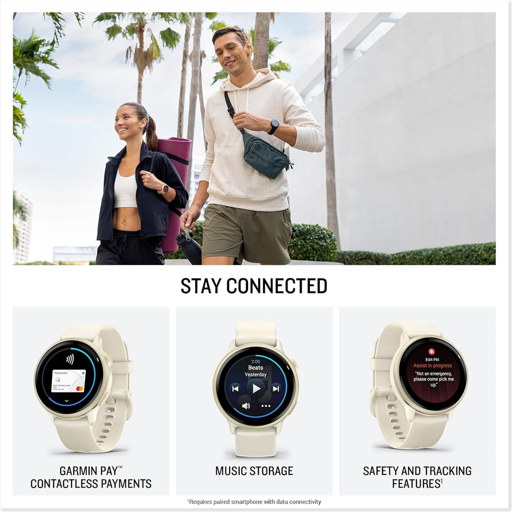 Garmin vívoactive® 6, Health and Fitness GPS Smartwatch, AMOLED Display, Up to 11 Days of Battery, Lunar Gold with Bone Band
