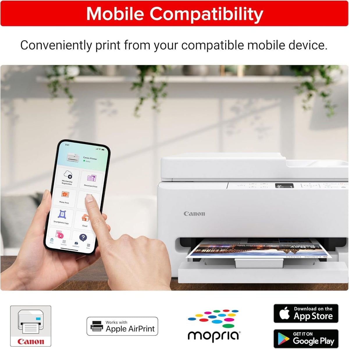 Canon PIXMA TR7120 MFP Inkjet Printer for Home Office, Schoolwork, Documents, Labels, Photos, Crafts and Wireless Printing from Devices (7178C002) + Printer Cable + Cleaning Kit (6pc Bundle)