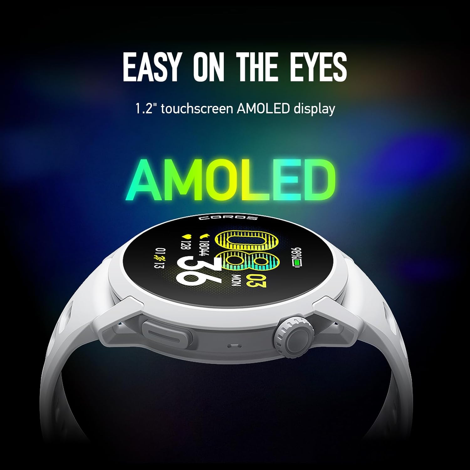 COROS PACE 4 Ultralight Sport GPS Watch, 1.2" AMOLED Touchscreen,19 Days of Daily use, Voice Features, Advanced Training Tools, Accurate GPS, Heart Rate Monitor, Run (White Silicone)