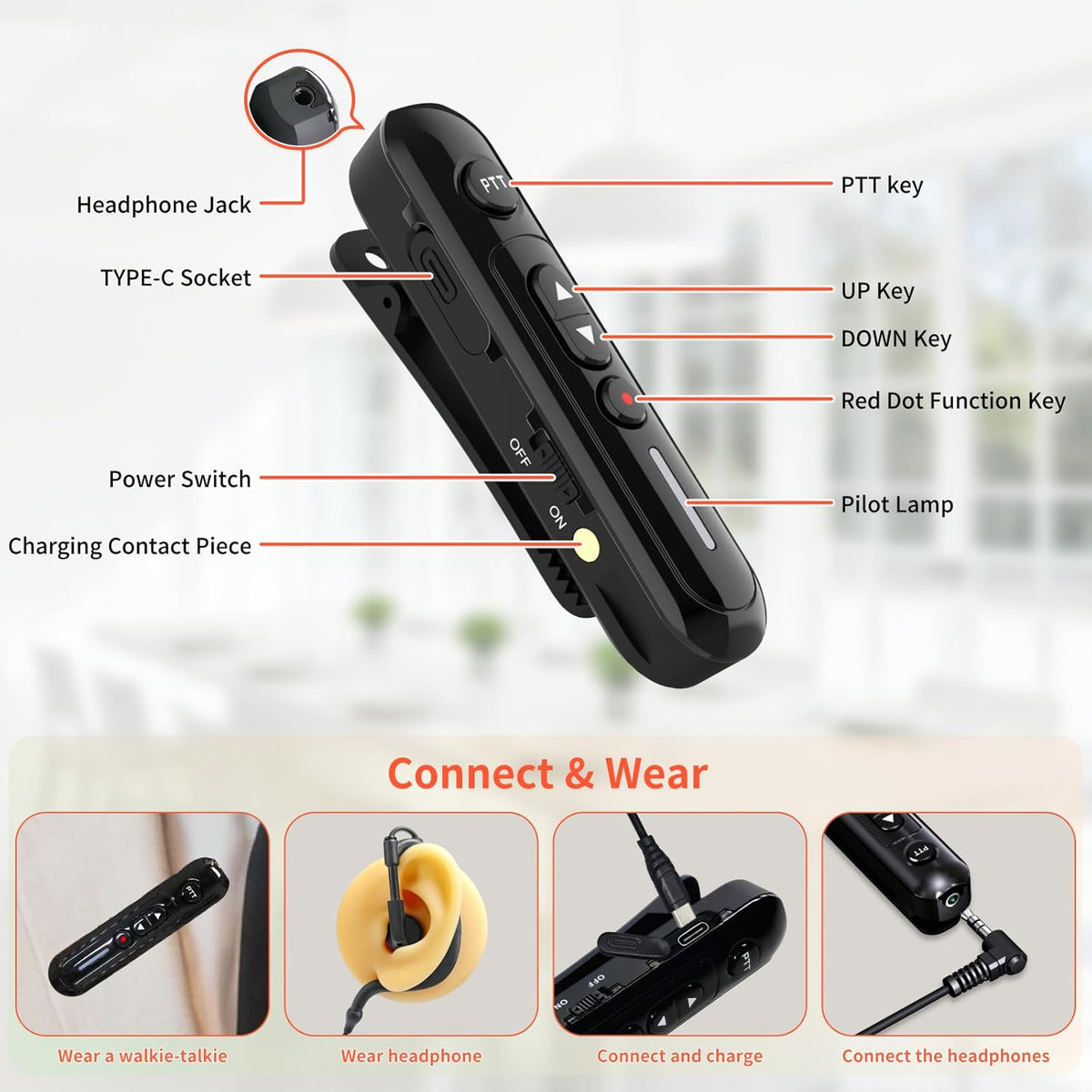 Super Mini Walkie Talkies Pro Two Way Radio with Earpieces, 8 Way Multi Unit Charger, Rechargeable Portable Communication Set for Restaurants, Hotels, Supermarkets, Team Events, Baseball, 8 Pack