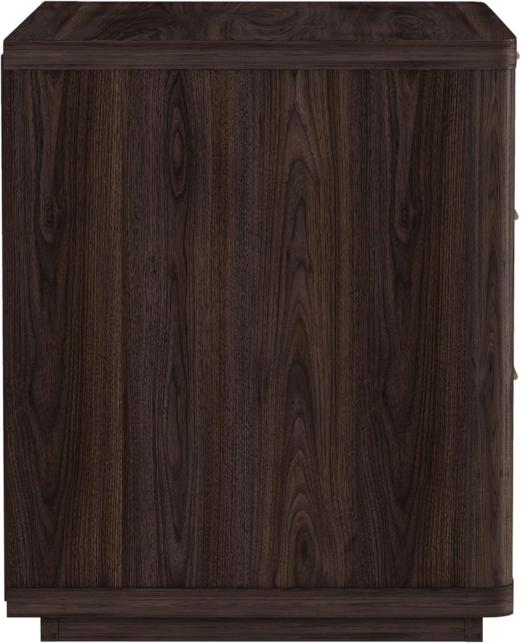 Manhattan Comfort Evelyn Nightstand with 3 Drawers, Minimalist Wood Grain Bedside Table with Rounded Corners and Raised Base, Modern End Table for Bedroom, Entryway, or Living Room in Brown
