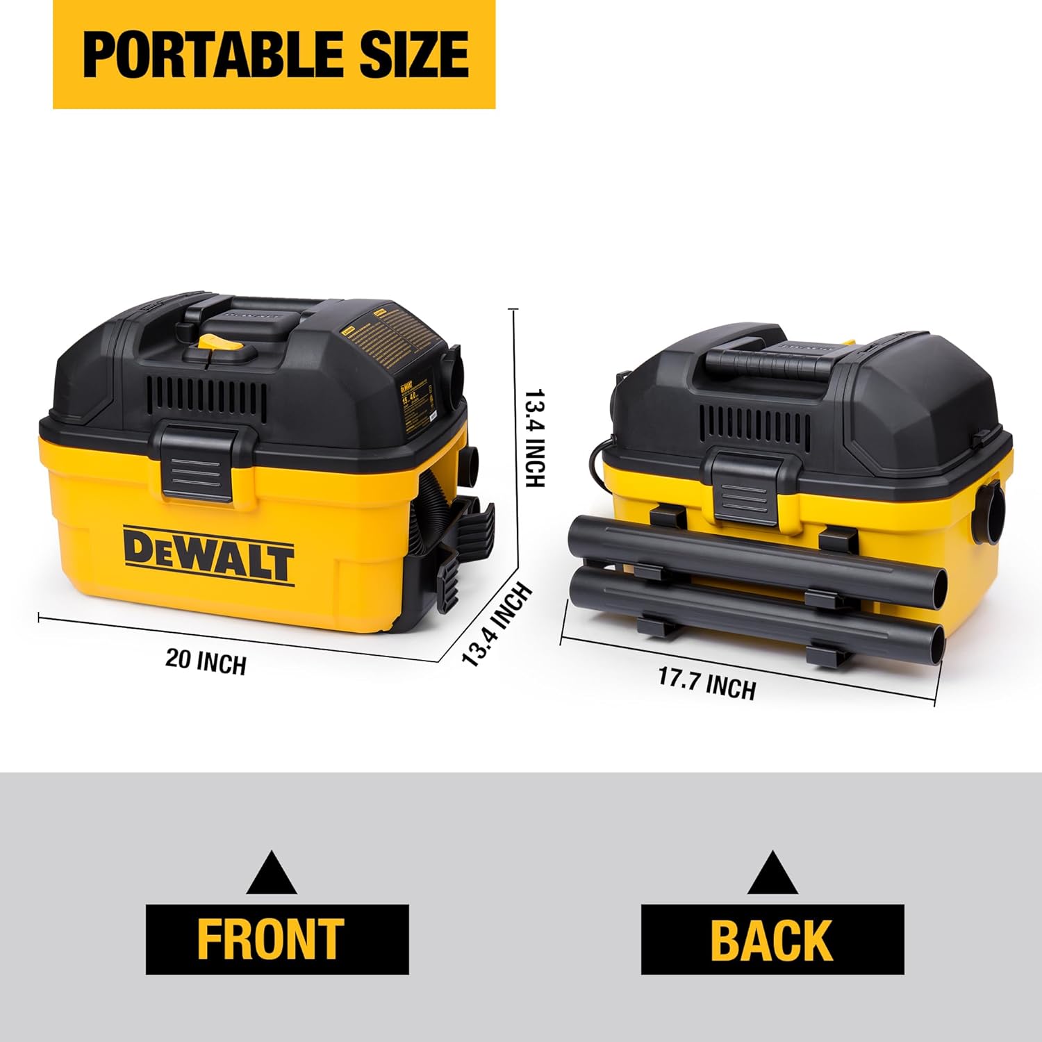 DEWALT DXV04T 4 Gallon Wet/Dry Shop Vacuum, 5 Peak HP Portable Corded Vac with Utility and Crevice Nozzles