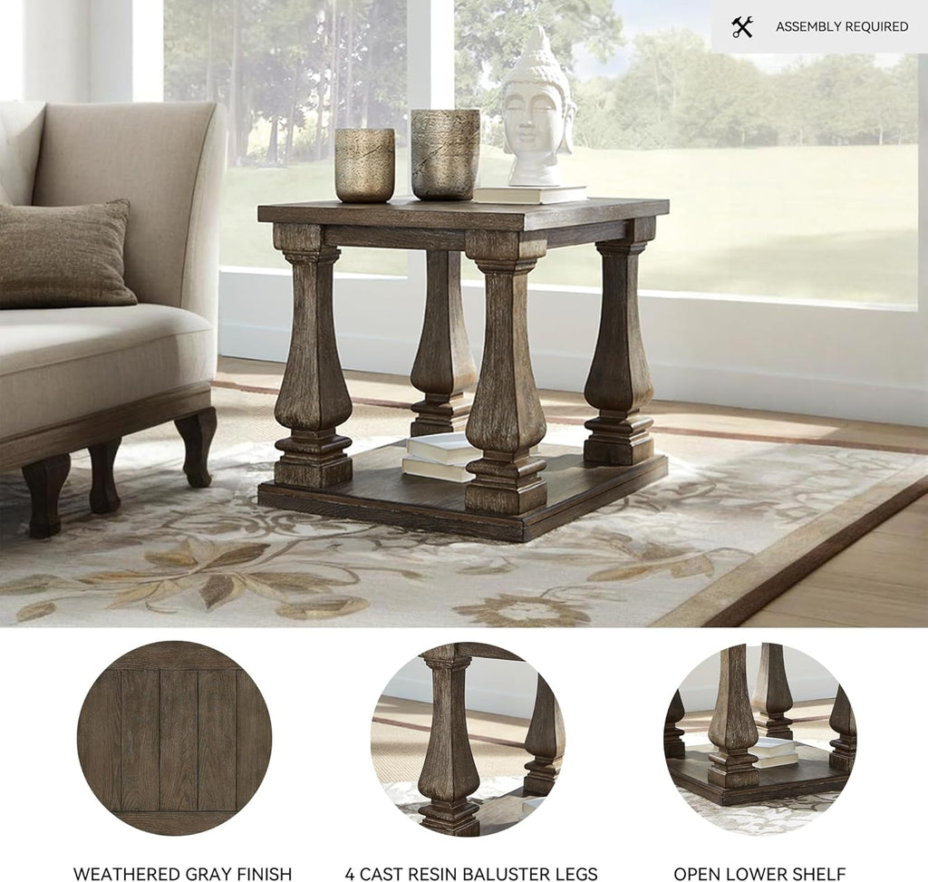 Signature Design by Ashley Johnelle Modern Country Rectangular End Table, Weathered Brown