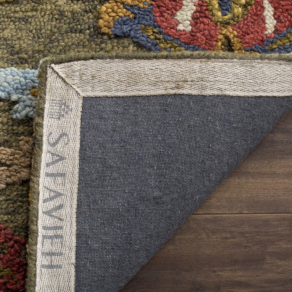 SAFAVIEH Blossom Collection Area Rug - 9' x 12', Green & Multi, Handmade Wool, Ideal for High Traffic Areas in Living Room, Bedroom (BLM402B)