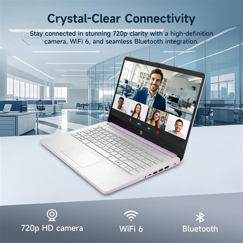 HP 14" Laptop, Intel Processor N150 (Beat i3) 4GB RAM 256GB Storage(128GB UFS + 128GB SD Card) 1-Year Office 365 Copilot AI Win11 WiFi6 Computer for Creator Business Gaming Study w/GM Accessory