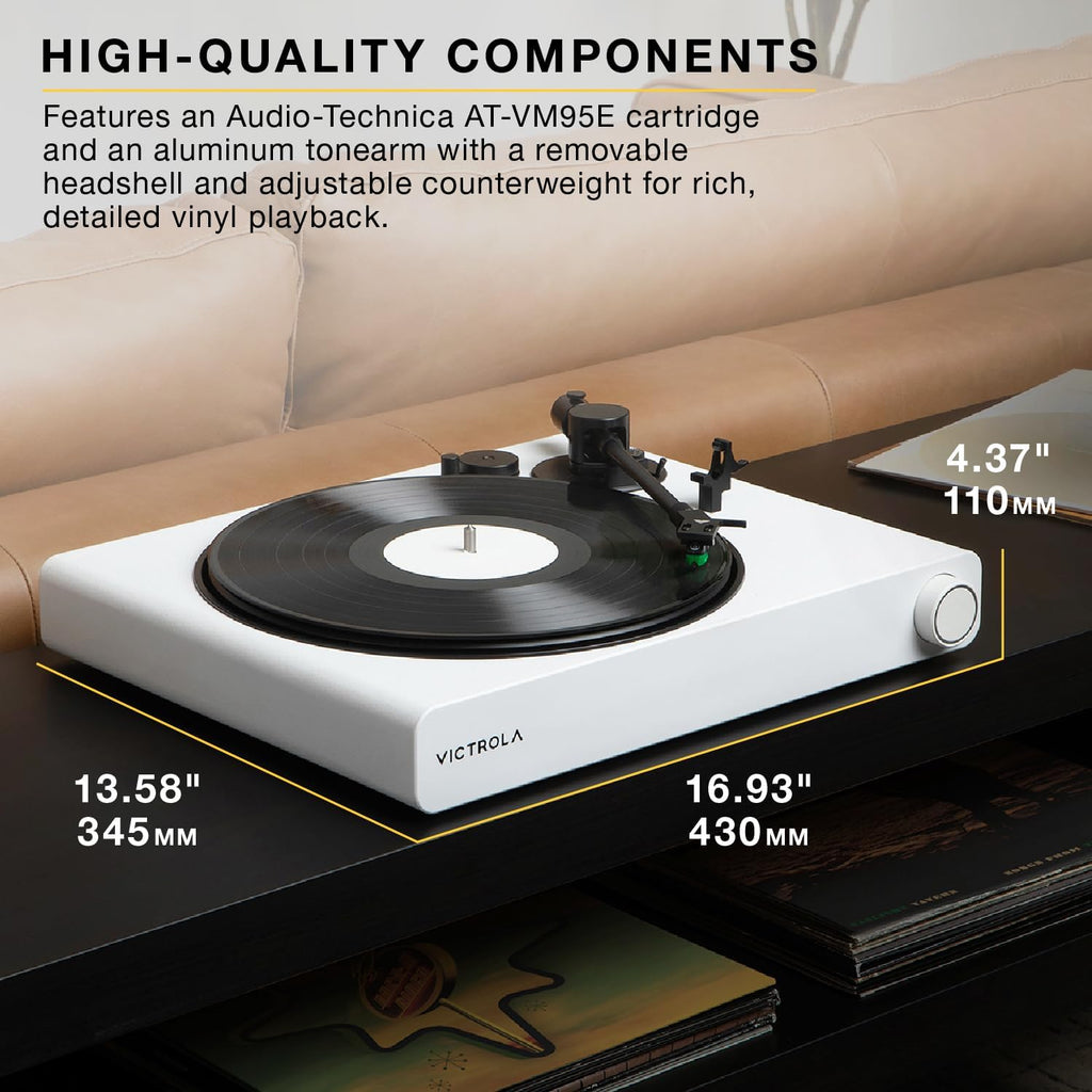 Victrola Stream Onyx - Wi-Fi Streaming 2-Speed Turntable with Bluetooth Output, Works with Sonos, UPnP Wi-Fi Streaming, Roon Ready Relay, Premium Moving Magnet Cartridge and Aluminum Tonearm (White)
