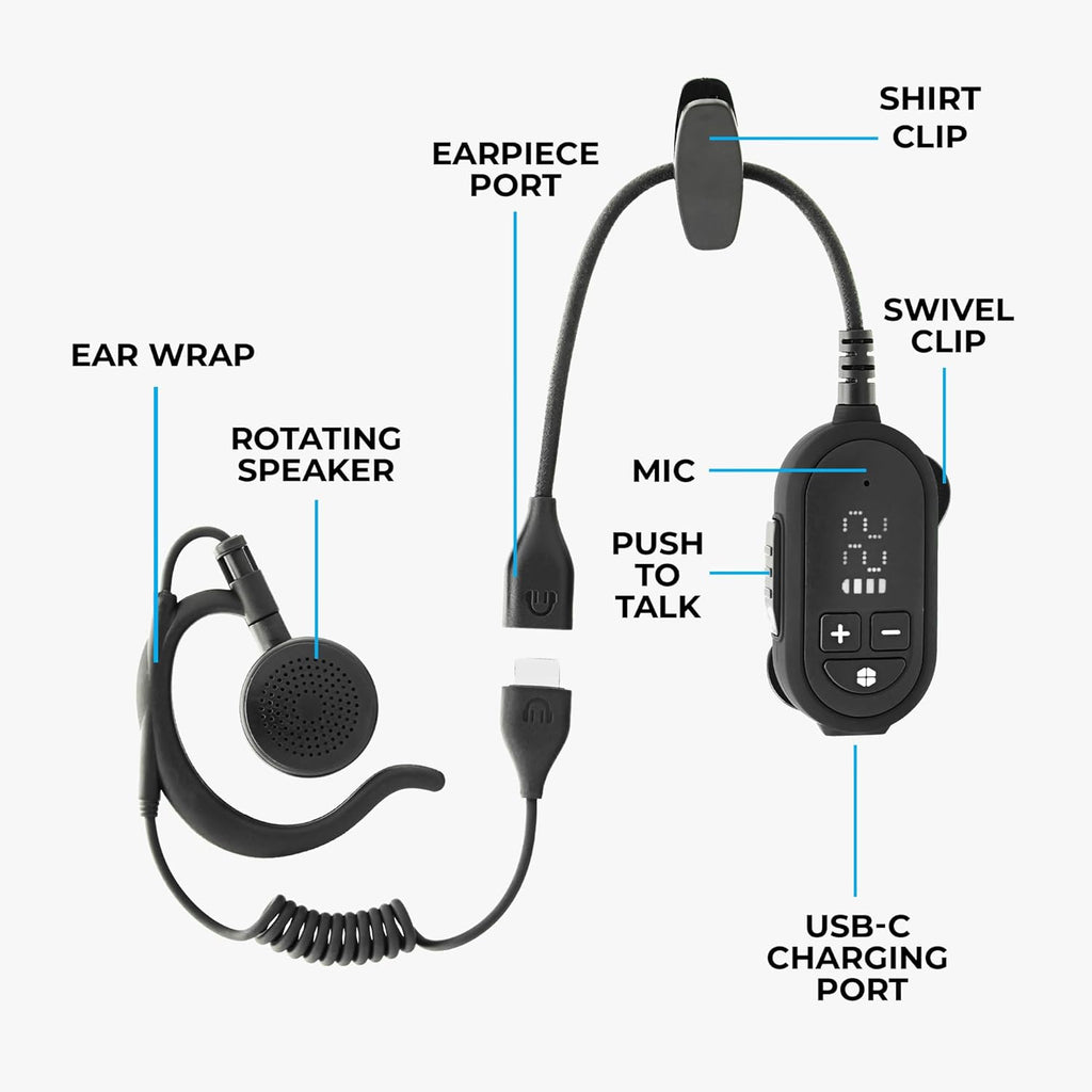 CLIPTALK Micro Wearable Walkie Talkie with Mobile App – Ultra-Portable Clip-On Two-Way Radios, VOX Hands-Free, USB-C Rechargeable FRS Radio, 22 Channels 121 Privacy Codes (2-Pack, Black)