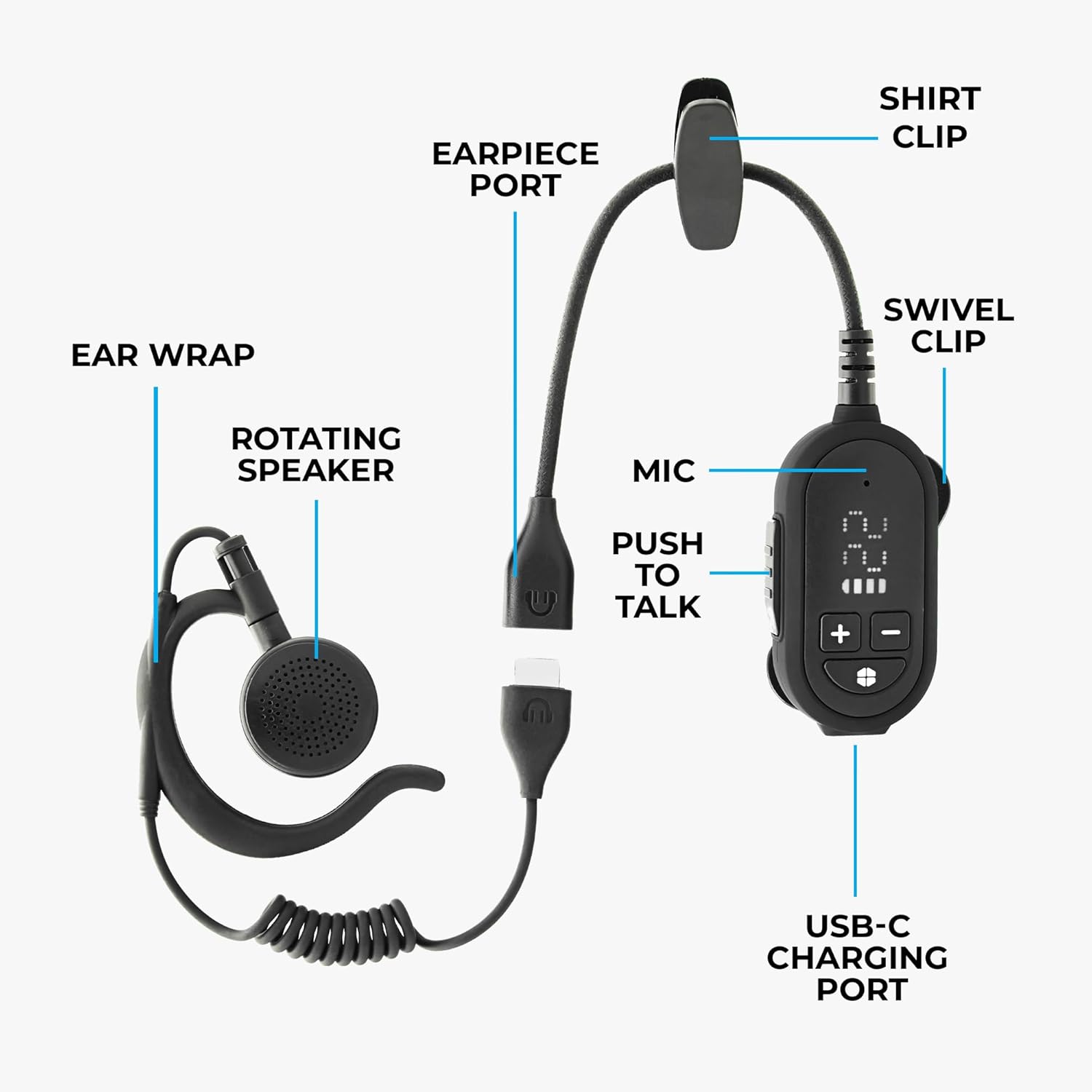 CLIPTALK Micro Wearable Walkie Talkie with Mobile App – Ultra-Portable Clip-On Two-Way Radios, VOX Hands-Free, USB-C Rechargeable FRS Radio, 22 Channels 121 Privacy Codes (2-Pack, Black)