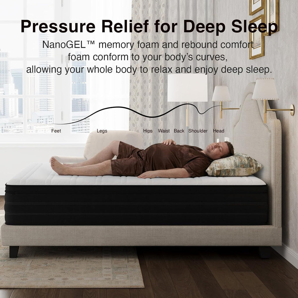 Novilla Queen Mattress in a Box, 10 Inch Cooling Hybrid Mattress with Upgraded Pocketed Coils & Gel Memory Foam, Enhanced Support, Motion Isolation, Pressure Relief, CertiPUR-US