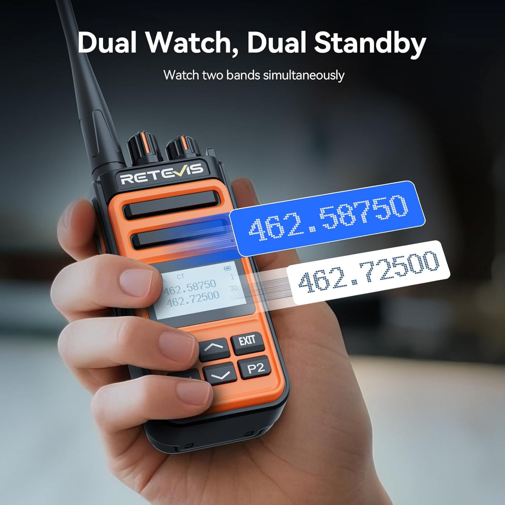 Retevis MateTalk C6B GMRS 2 Way Radio Long Range,Fast Charging Walkie Talkies Rechargeable with Earpieces,NOAA,LCD Screen,Type-C,1500mAh,Easy Pairing,Rugged Two Way Radio for Security Job site(4 Pack)