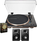 Audio-Technica AT-LP70X-BZ Fully Automatic Belt-Drive Turntable, Black/Bronze Bundle with AT-SP3X Bookshelf Speakers and Deco Gear CPS 26 Month Protection Pack (Beach-CPS- 26500)