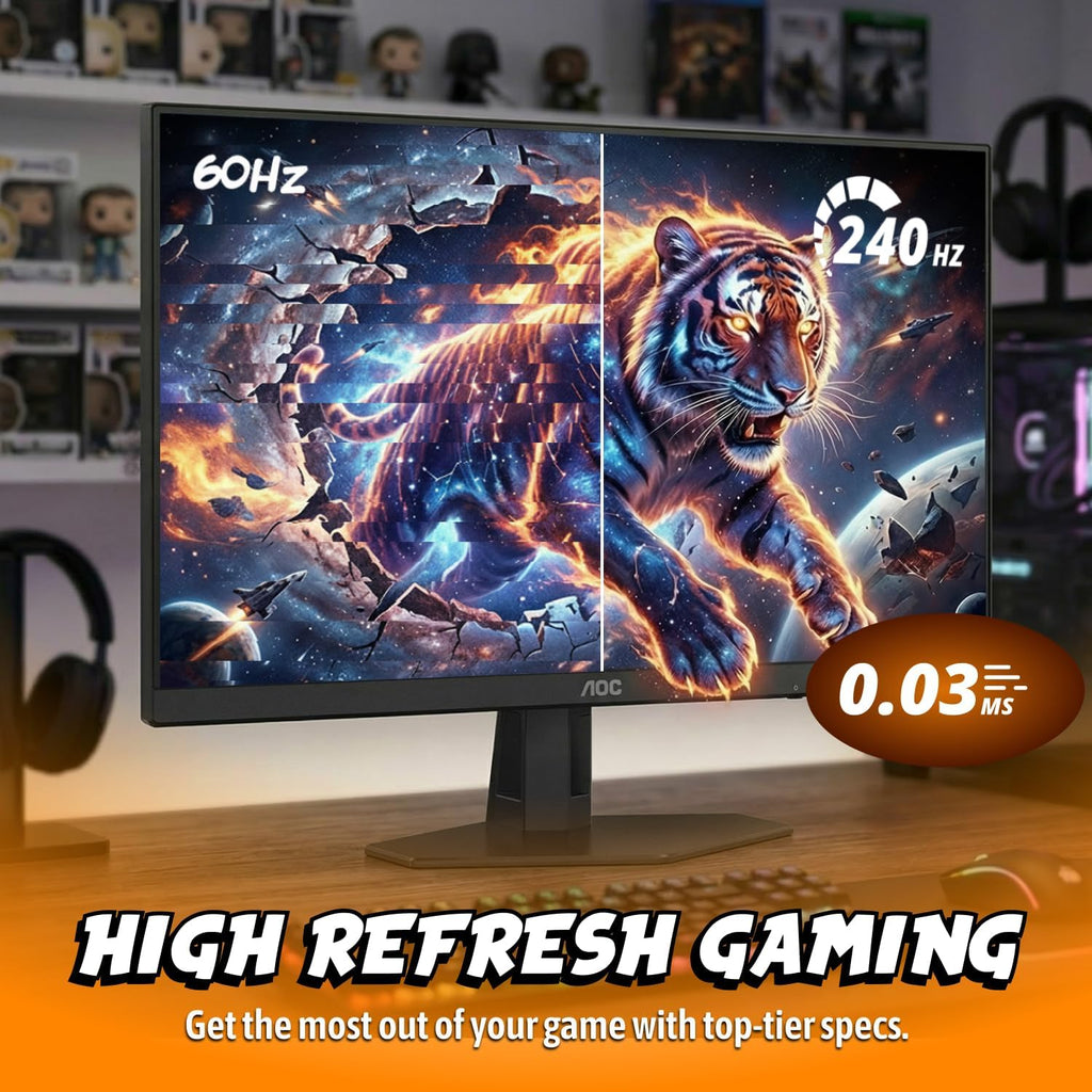 AOC 27" QD OLED Gaming Monitor, QHD 2560x1440, 240Hz, 0.03ms GtG, G-SYNC Compatible, HDR Ready, DisplayPort, HDMI, VESA Mountable, Console Gaming Ready, Q27GAZD